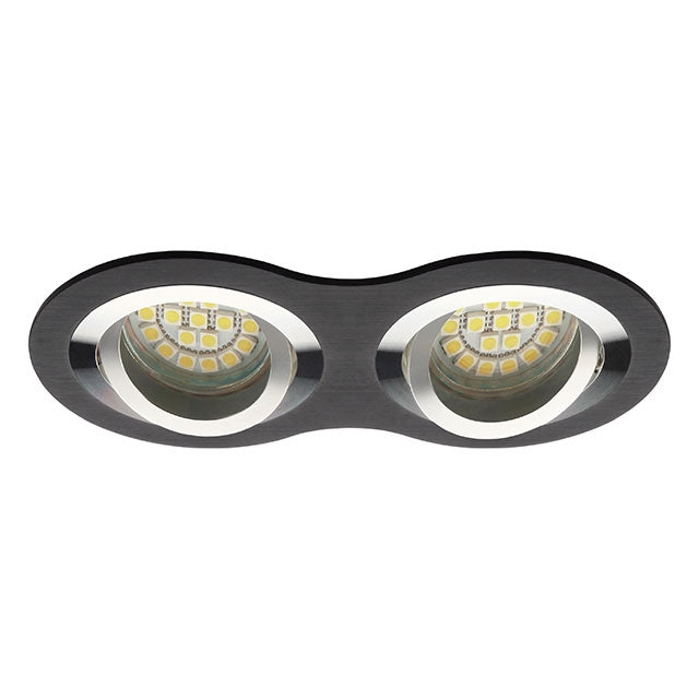 Inbouw 2x LED spot MR16 aluminium rechthoek rond armatuur - geborsteld zwart/zilver - Kanlux Inbouw 2x LED spot MR16 aluminium rechthoek rond armatuur - geborsteld zwart/zilver - Kanlux